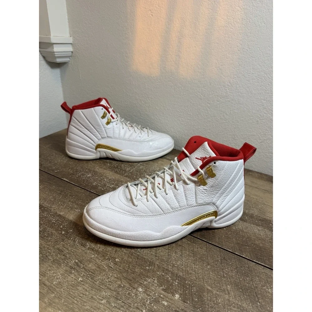 Nike Air Jordan 12 Retro FIBA 2019 White University Red Gold Sz 12 130690-107